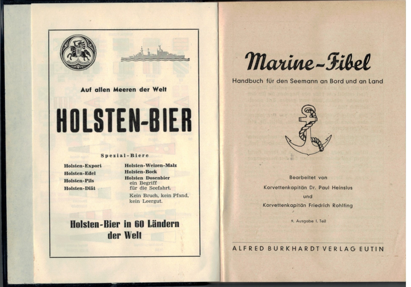Marine Fibel 1. Teil Handbuch für den Seemann an Bord und an Land (1 St.) Dr. Paul Heinsius, F. Rohlfing; 9. Ausgabe
